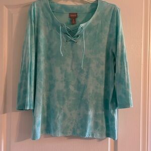 Chico's Aqua Lace-Up Women's Blouse